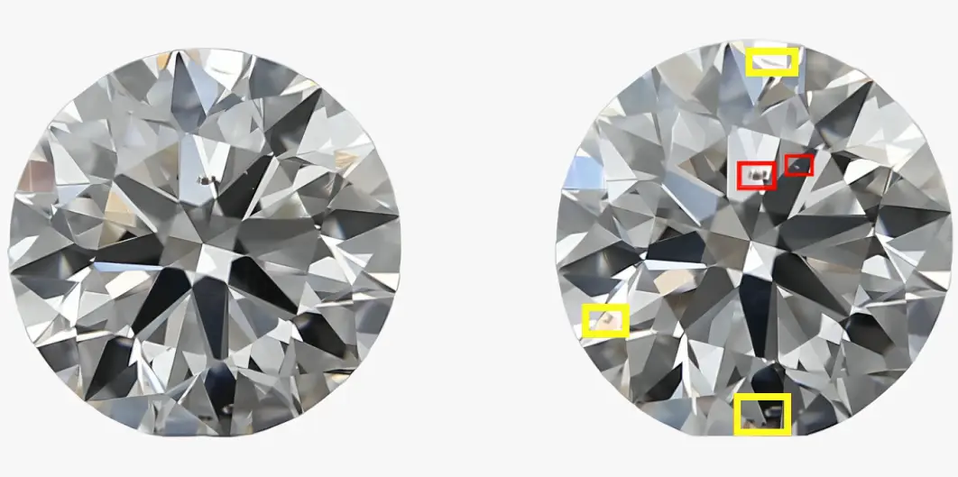 AI diamond analysis tool showing GIA certificate and inclusion detection overlay