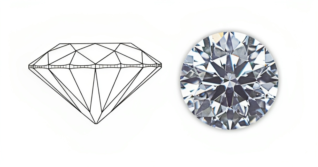 A diamond showing an excellent cut grading.